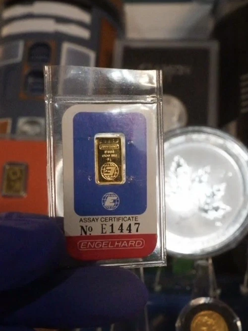 1 gram Gold Bar - Engelhard (In Assay)- Vintage ASSAY- “E” Series  Rare - Image 2 of 4