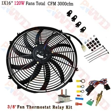 16" 3500 CFM ELECTRIC RADIATOR FAN HIGH THERMOSTAT WIRING SWITCH RELAY KIT