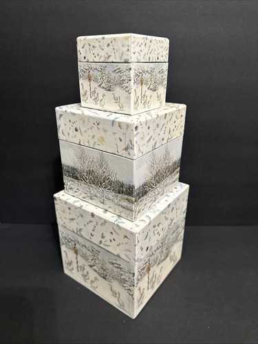 3 piece Set, Bob's Boxes, A Winter’s Day by Sherri Buck Baldwin, Nesting Box Set - Picture 3 of 24