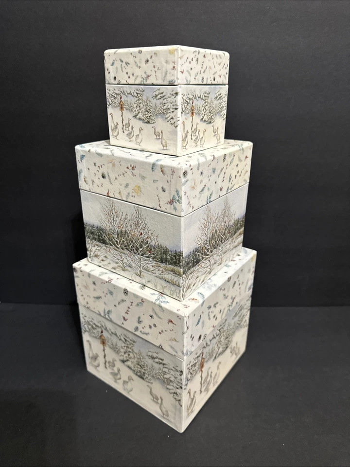 3 piece Set, Bob's Boxes, A Winter’s Day by Sherri Buck Baldwin, Nesting Box Set - Image 3 of 4