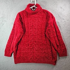 NEW Saks Fifth Avenue Sweater Women Medium Cable Knit Christmas Red Soft NWOT