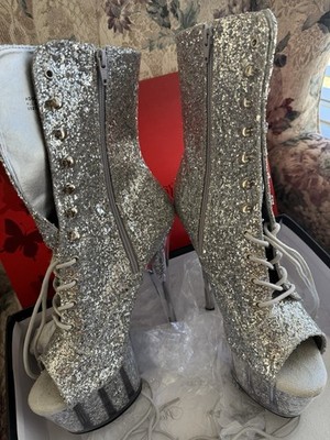 Pleaser Silver Glitter