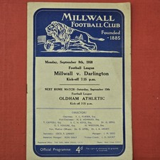 Millwall v Darlington, Division 3 1958/59 September