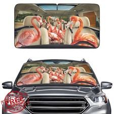 GENANY Flamingo Car Windshield Sun Shade Protector 64x32" UV Block