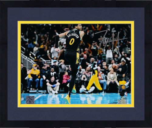 Framed Tyrese Haliburton Pacers Signed 8x10 Season Tournament Celebration Photo