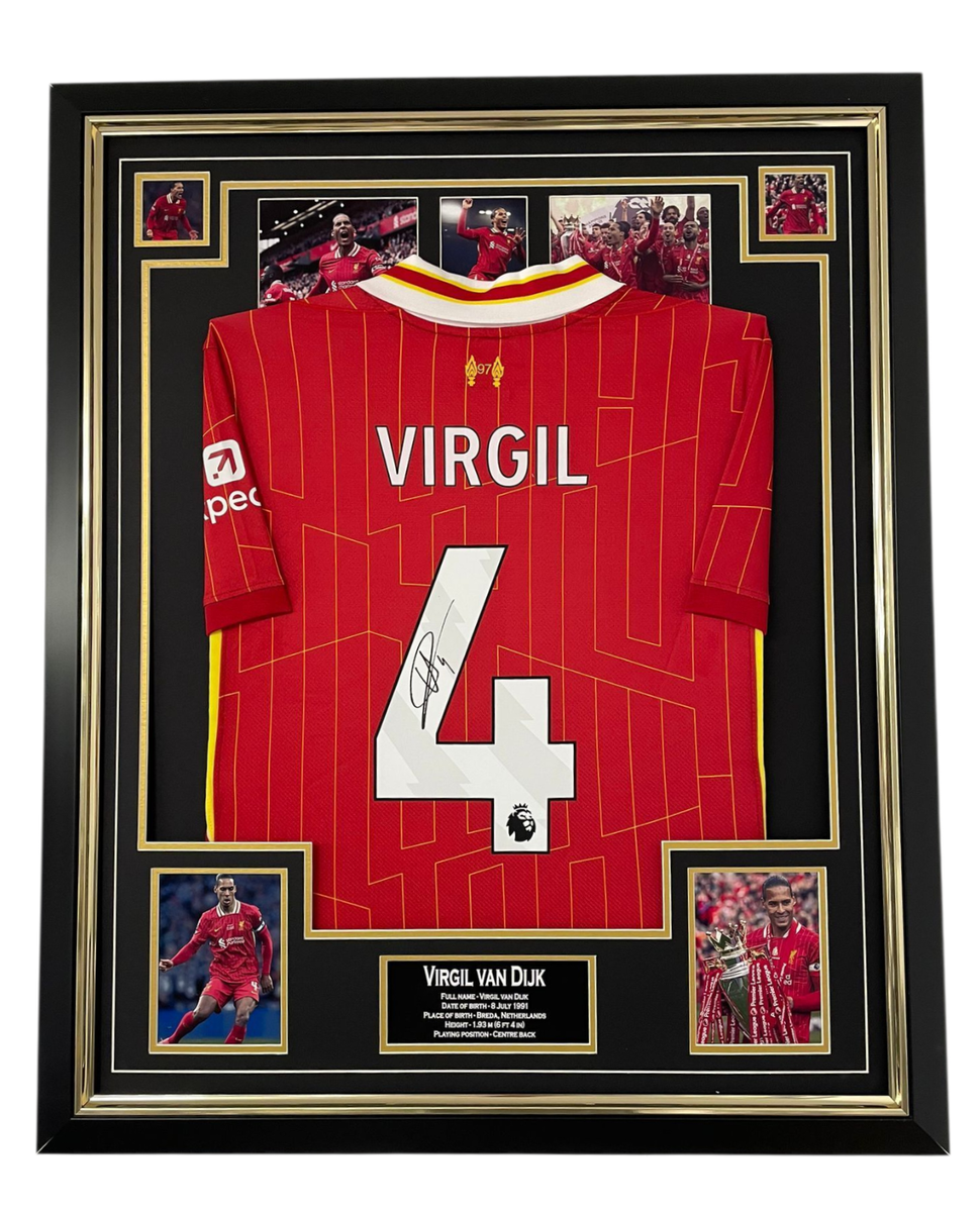 Framed Virgil Van Dijk of Liverpool Signed Shirt Autographed 