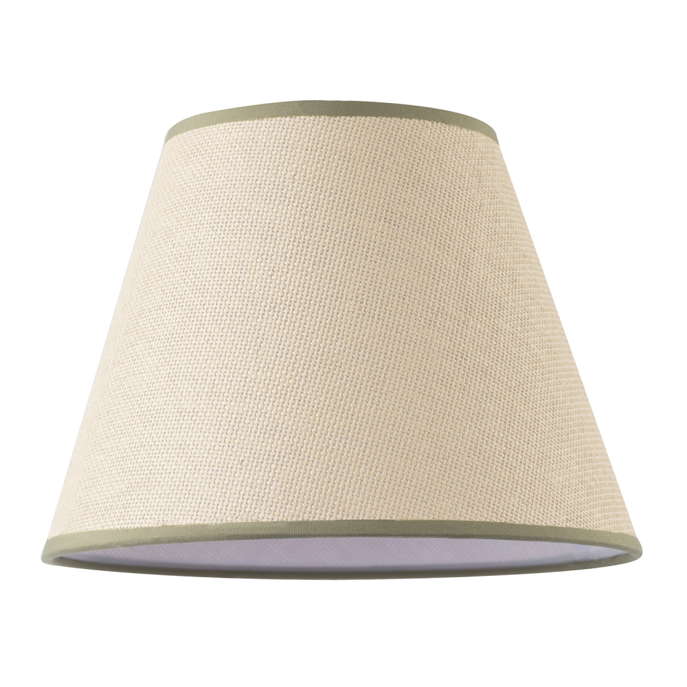 Classic Rattan Tweed Lamp Shade with Olive Green Cotton Fabric Trims by Happy...