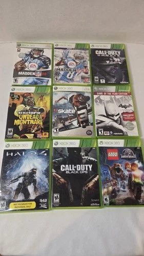 Xbox 360 Video game lot Halo Cod Lego Skate Red Dead Madden Batman
