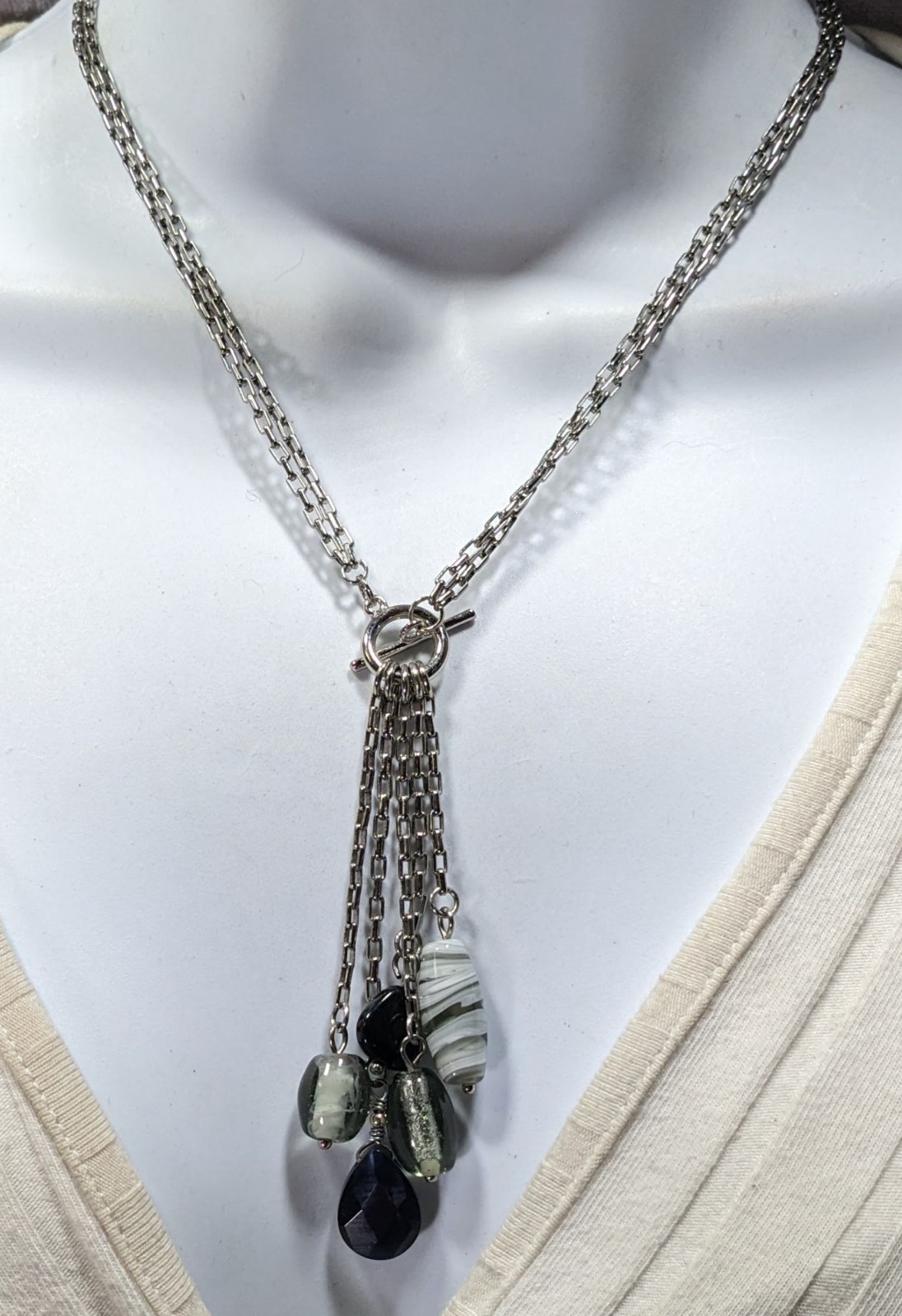 Handmade Abstract Silver Multi-Strand Necklace Wi… - image 4
