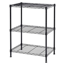 3-Shelf Storage Rack,Adjustable Height Metal Shelving Unit,Heavy Duty Storage...