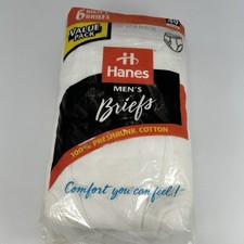 Hanes Value Pack White Briefs 6 Pack White Size 40 Men's Underwear New Old Stock