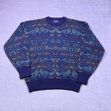 Cambridge Classics 90s Mervyns Mens L Geo Pattern Crew Neck Sweater Acrylic Wool