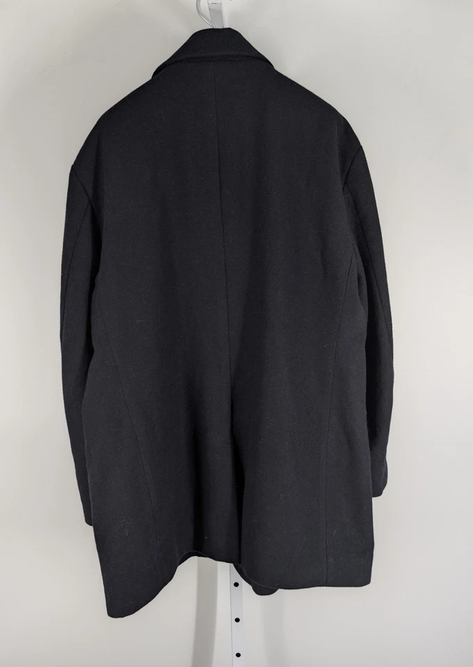 Abrigo de coche minimalista Muji para hombre XL mezcla de lana abrigo japonés chaqueta azul marino oscuro Foto 3 de 4