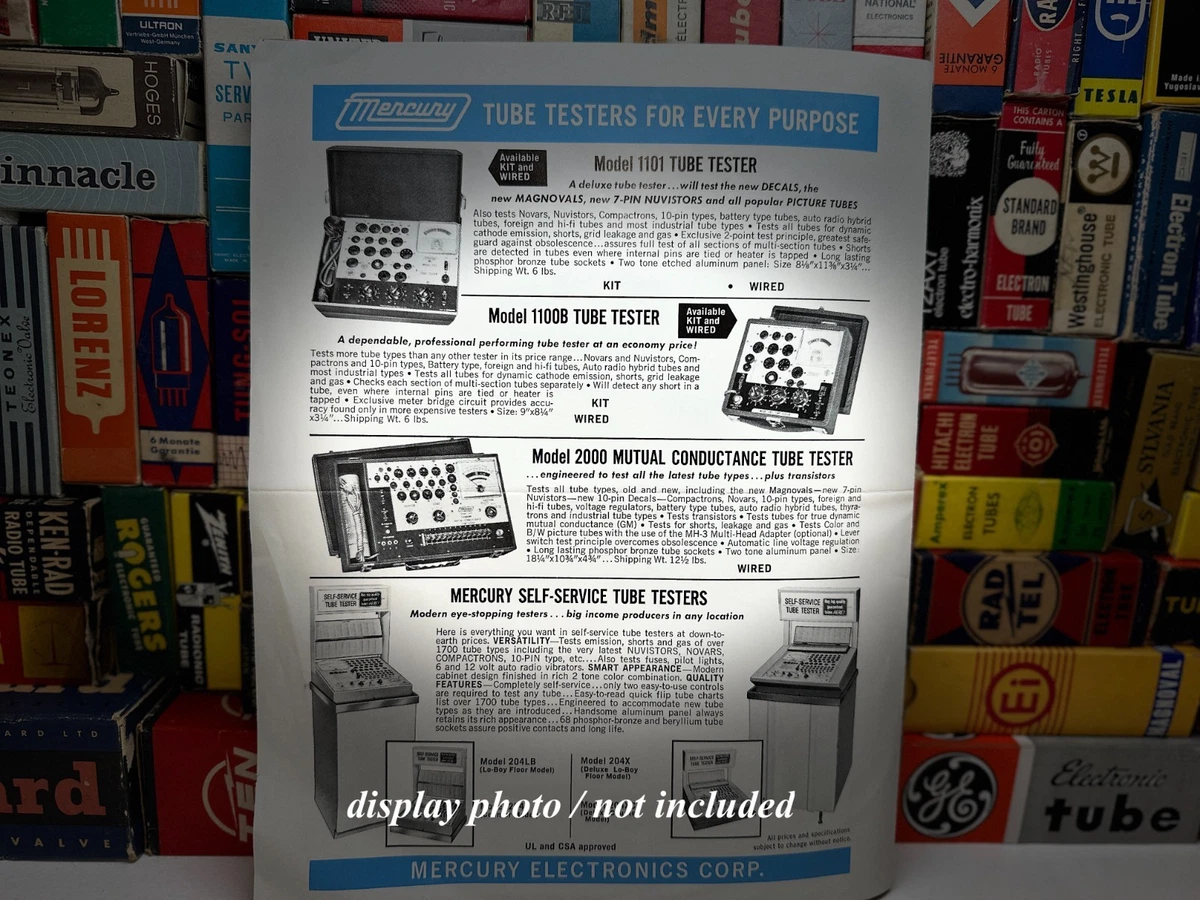 Manuale Di Istruzioni Mercury 1100A Per Tester Di Valvole - Con Dati Delle Valvole
