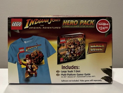 Lego Indiana Jones Hero Pack Youth Shirt Large & Guide ToysRus new sealed