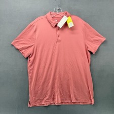 All in Motion Mens Jersey Polo Shirt Salmon Pink Short Sleeve Stretch Large NEW