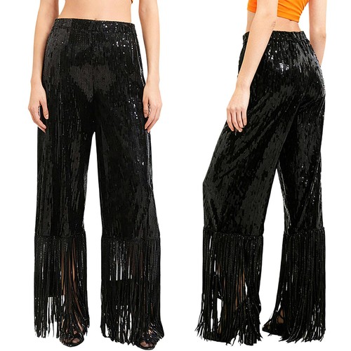 Damen Hose Tanz Kostüm Show Gummizug Hose Performance weites Bein Mode - Bild 4 von 27