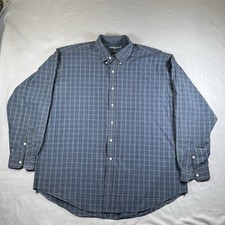Vintage Ralph Lauren Blake Button Down Shirt Men 2XL 2 Ply Cotton Plaid Blue