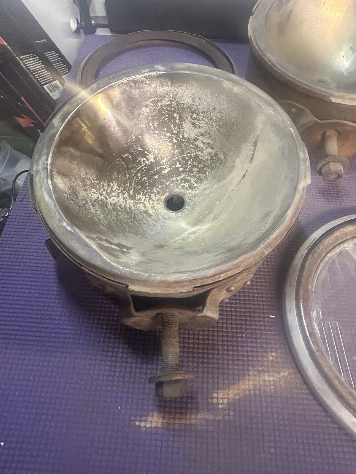 Antique 8" Drum Headlight Lamps Hot Rat Rod Custom 1910s 1920s Vintage Pancake