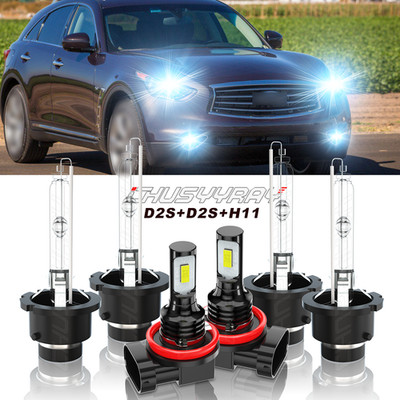 For Infiniti M37 2011 2012 2013 Front HID Headlight High/Low LED Fog Light Bulbs