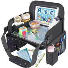 MENZOKE Kids Travel Tray, Travel Tray for Kids Car Seat with Educational Draw...