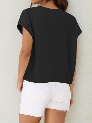 Women's Summer Cap Sleeve Crewneck Tops Casual Loose Striped T-Shirts Basic Tees - 第 3/14 張圖片