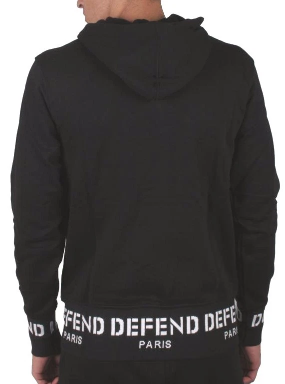 Sudadera con capucha Defend Paris Sign Ribbon cremallera negra blanca con logotipo precio de venta sugerido por el fabricante 170 USD Foto 3 de 3