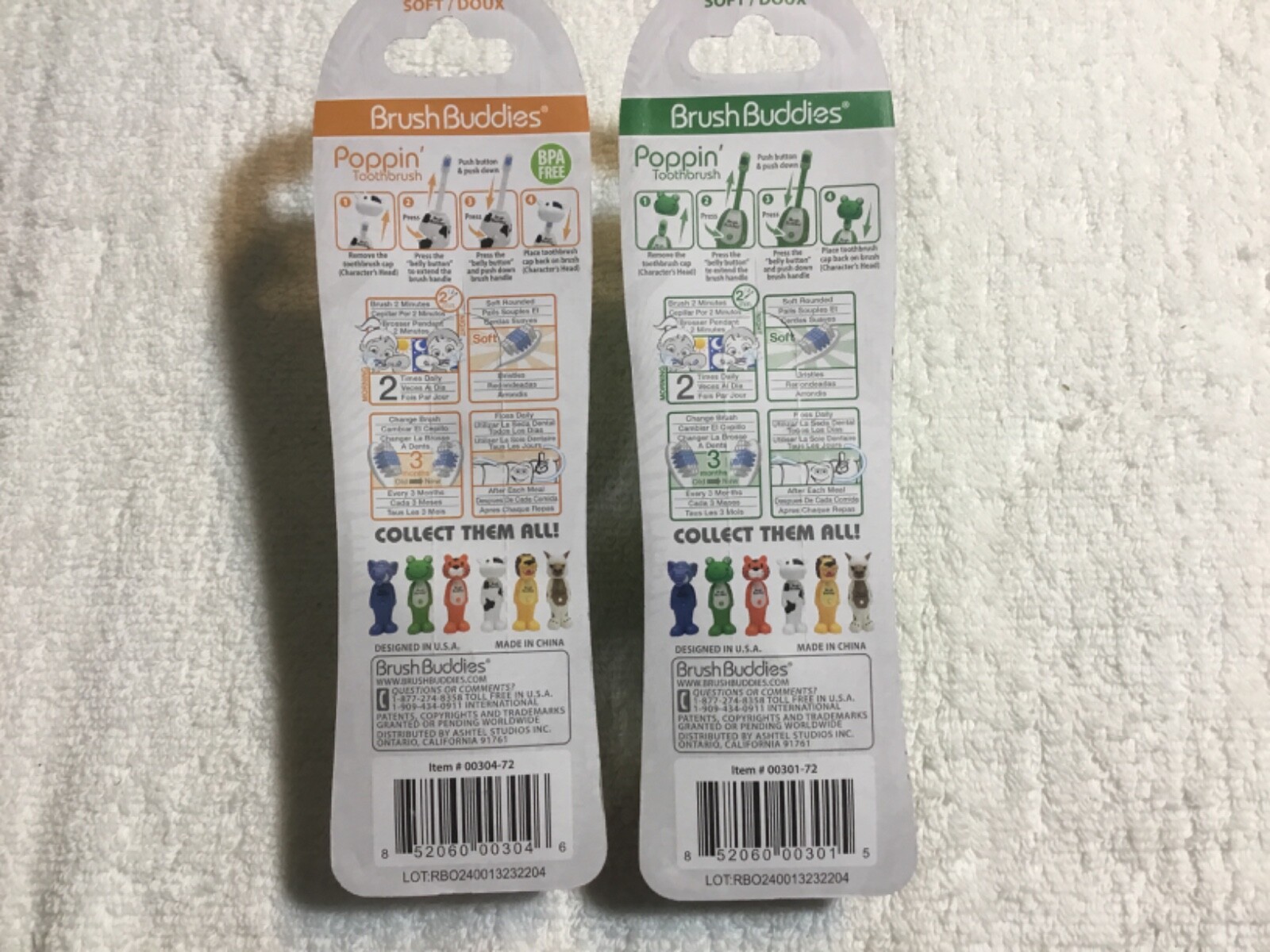  Brush Buddies Poppin' Toothbrush MILKY WAYNE & LEAPIN LOUIE set of 2 NEW