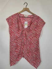 Michael Kors Women's Top Top Sz M Zebra Hank Hem Cha Top Geranium Red