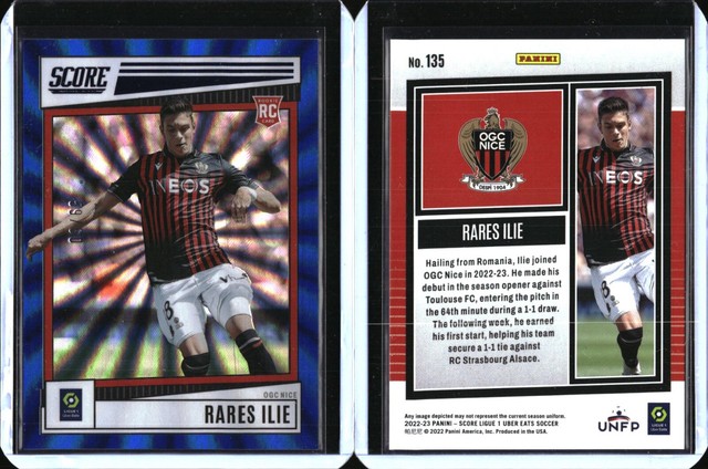 22/23 Panini Score Ligue 1 Blue Laser #135 Rares Ilie OGC Nice /60