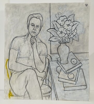 ROBERT FINCH 20th c. American CONTEMPORARY Pencil Sketch Seated Lady Study 22X25