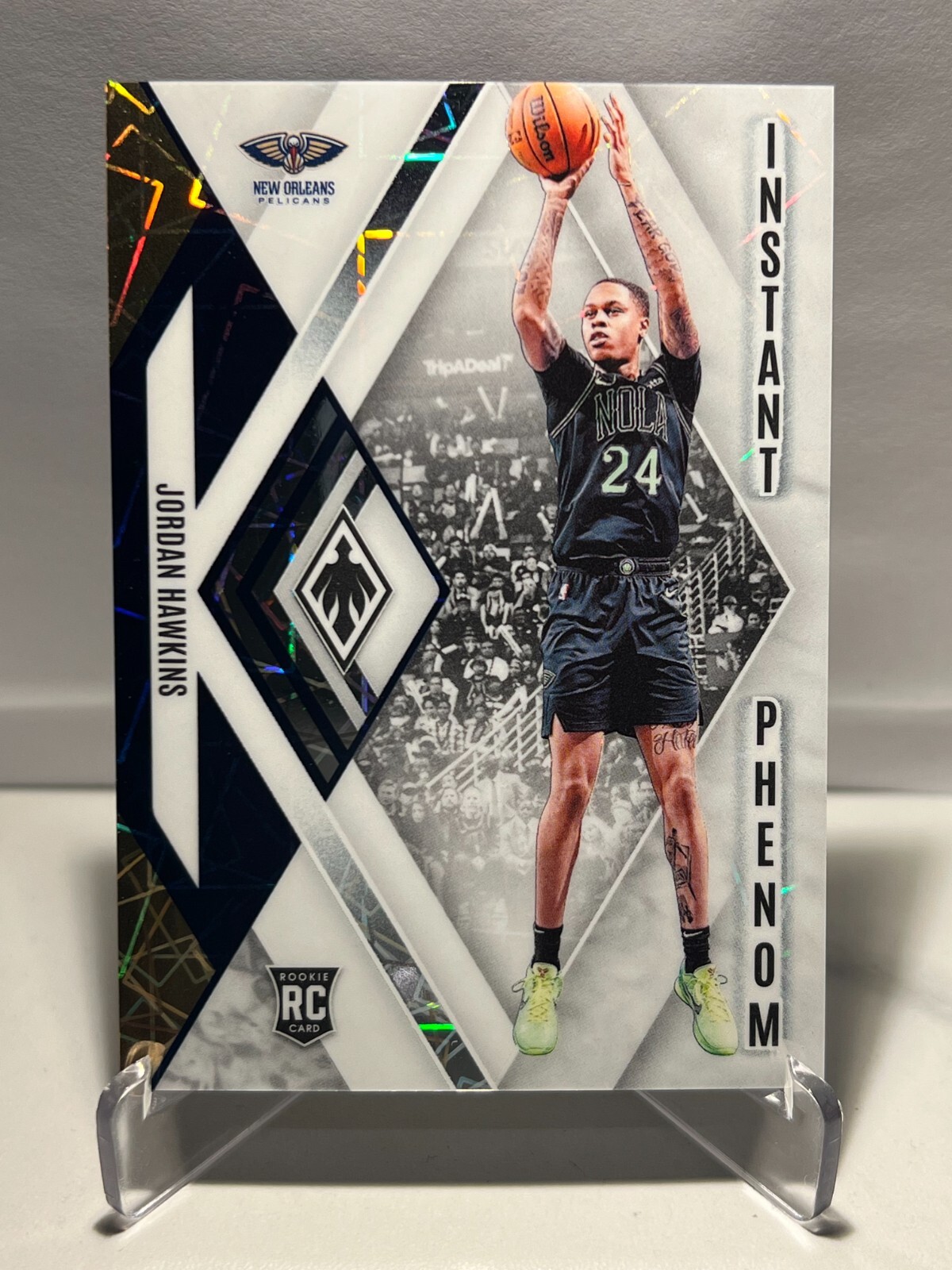 JORDAN HAWKINS INSTANT PHENOM WHITE LAZER RC 2023-24 PANINI PHOENIX  #14  #/150