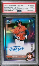 2022 Bowman Chrome Enmanuel Valdez Purple Refractor Autograph /250 PSA 9 Red Sox