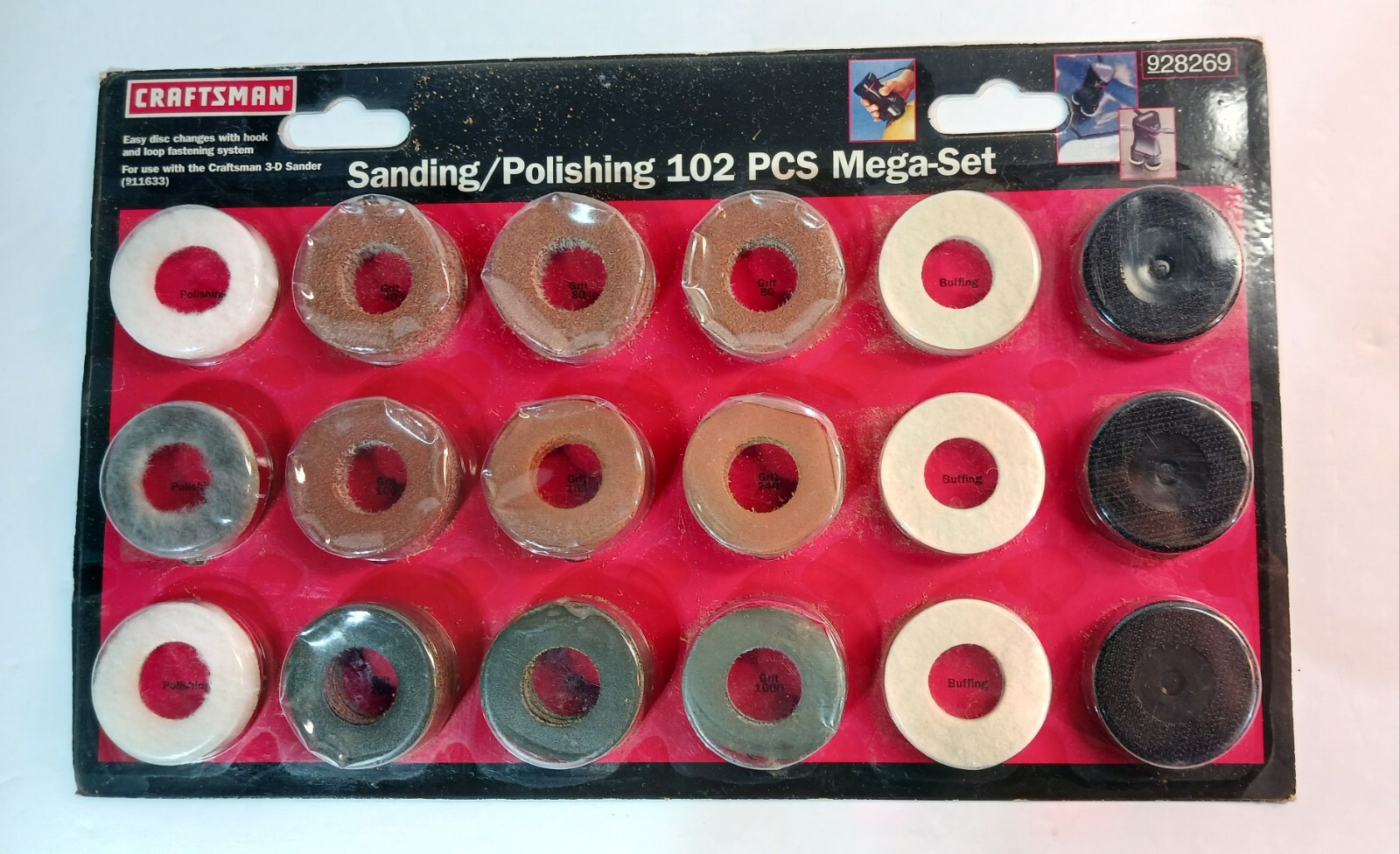 102 PC Mega Set 928290 Craftsman Sanding Polishing Discs For 3D Sander