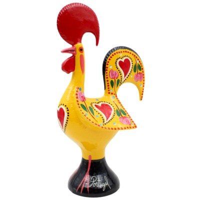 10'' Traditional Hand-Painted Portuguese Good Luck Rooster Metal Figurine