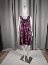 Karin Stevens Women's Pink, Gray, Black Floral Sleeveless Midi Dress Size 6