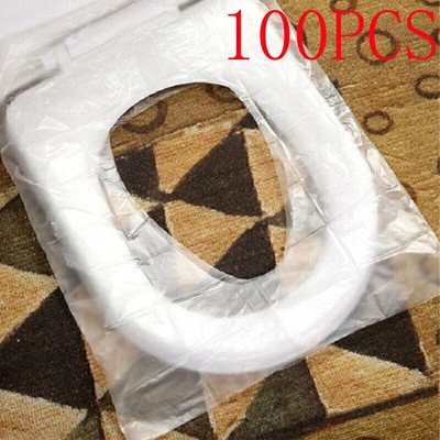 100pcs Disposable Travel Safety PE Plastic Toilet Seat Cover Mat Cushion Mat