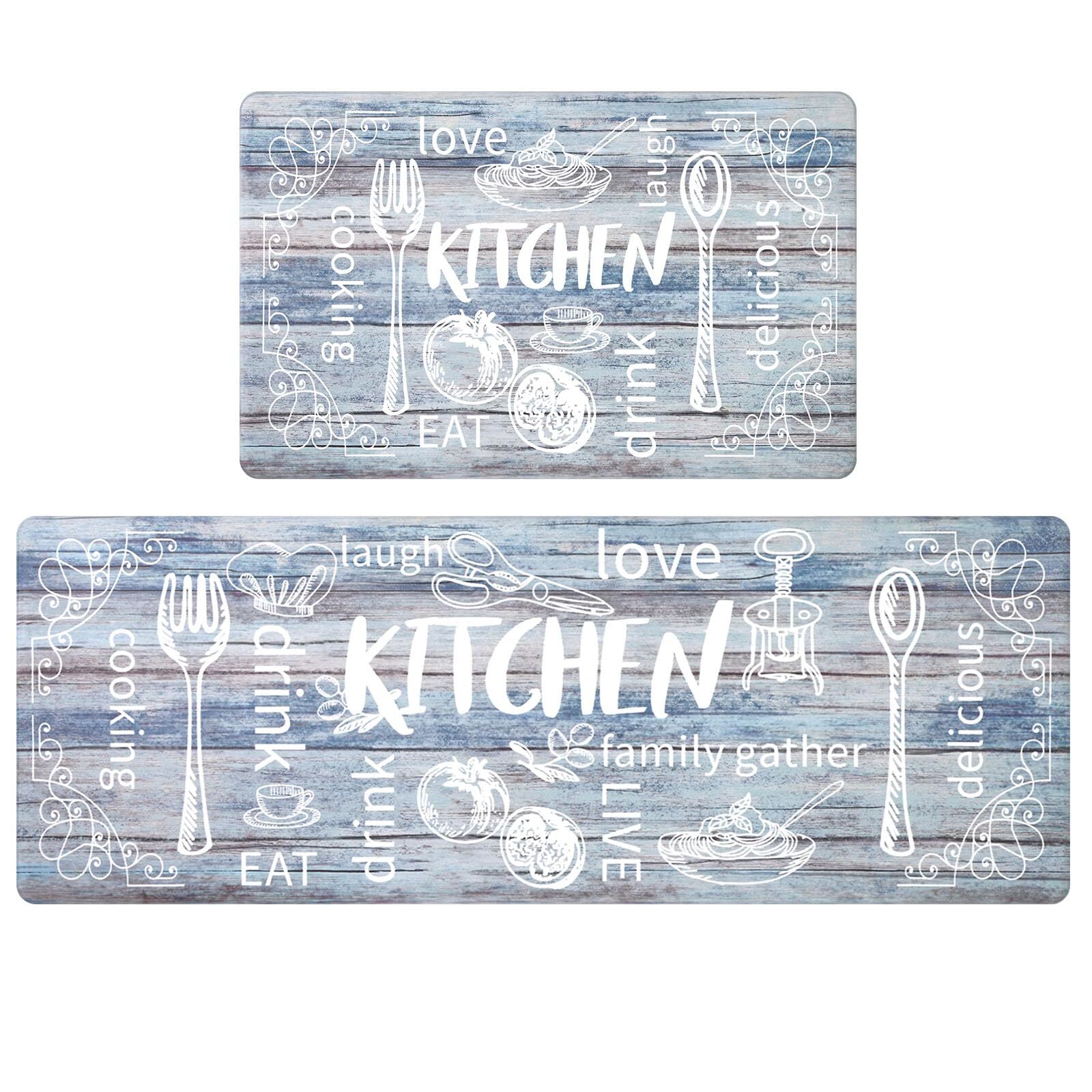 Anti Fatigue Kitchen Rug Set of 2 Non Slip Cushioned Kitchen Mats for Floor W...