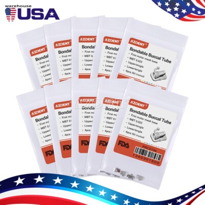 10X AZDENT Dental Ortho 1st Molar Buccal Tube MBT 0.022 Bondable Non-convertible