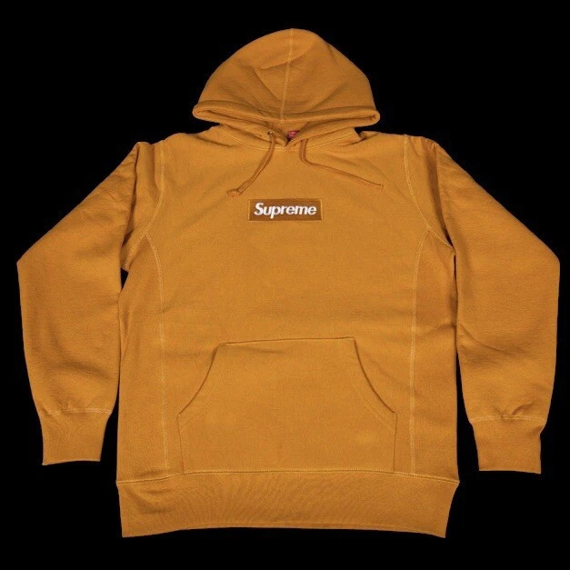 Pull sweat à capuche vintage FW11 logo Supreme Box moutarde taille S