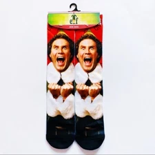 Buddy the Elf Movie Christmas Crew Socks OMG SANTA