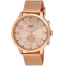 Gianello Mens Large Number Faux Subdial 48mm Mesh Watch