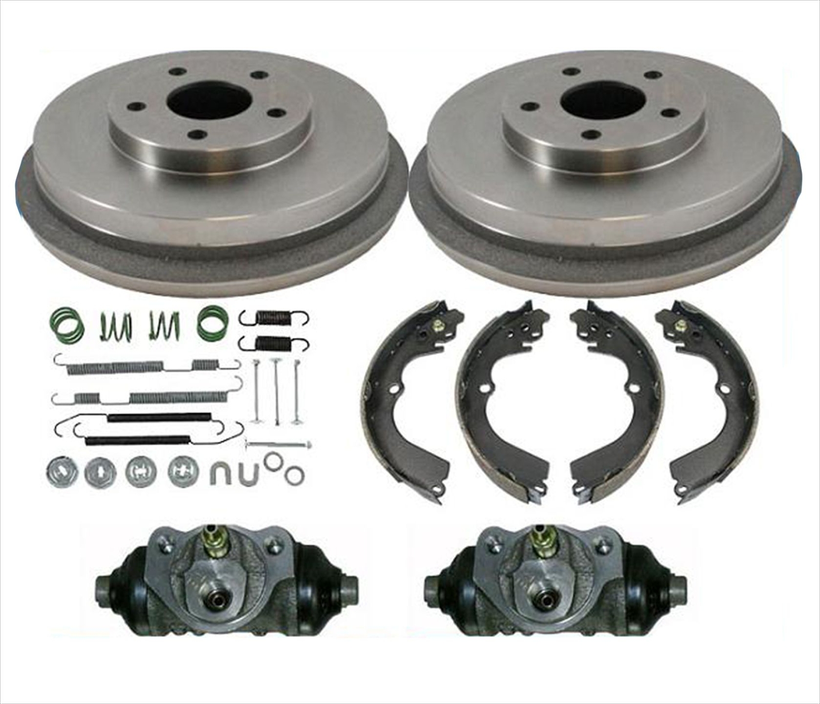 Complete Rear Drum Brake Kit For Subaru Impreza (1996-2004 Wagon With 4-Wheel ABS) - Includes Shoes, Wheel Cylinders (6-Piece Set)