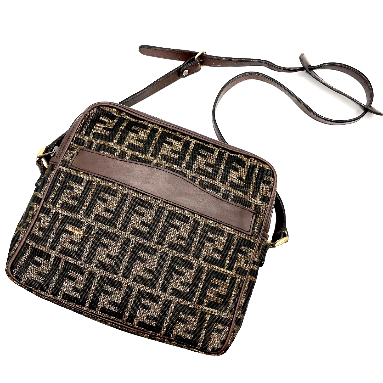 FENDI Vintage Zucca Canvas Crossbody Bag Shoulder Purse Authentic Japan-image
