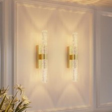 Battery Operated Gold Wall Sconce 12000mAh Rechargeable 15.3 Inches 2 Pack 