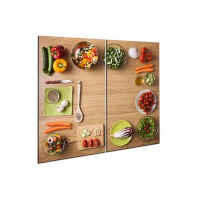 Herdabdeckplatten Set 2x30x52 cm Ceranfeld Abdeckung Glas Spritzschutz Küche