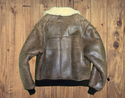 AVIREX Type B-6 Flight Jacket Sheepskin Mouton Leather Brown Size