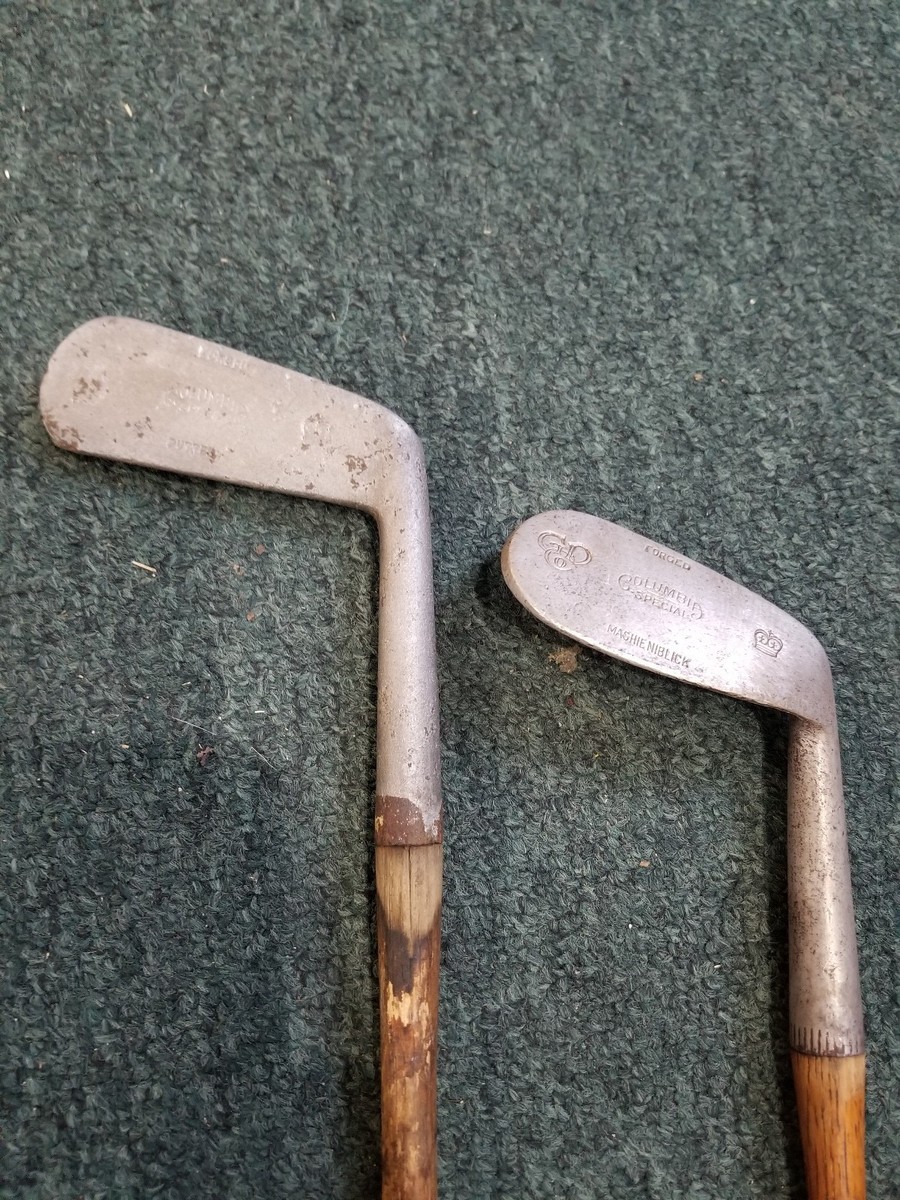 2) Hickory Shaft Golf Clubs Burke Columbia Set Putter