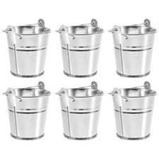 6Pcs Mini Metal Buckets Ice Buckets with Handles Iron Chip Fry Serving Buckets