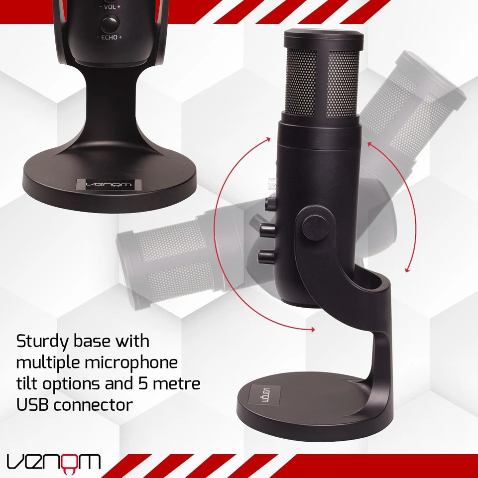 Venom Cardioid Streaming Microphone with LED Mesh Grill - PC, PS5, PS4 - Image 4 of 4